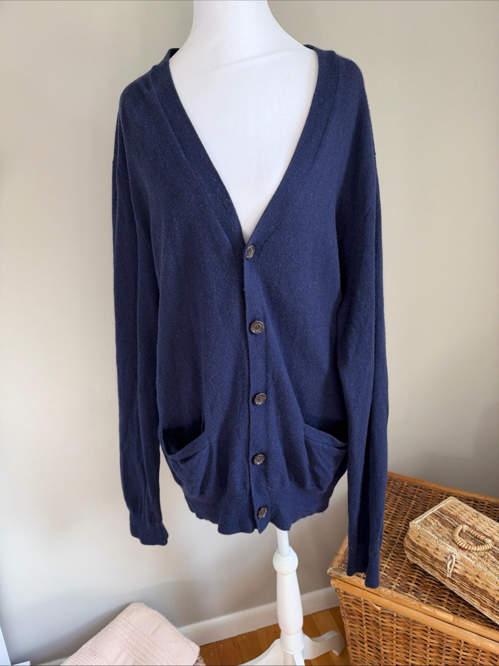 Ralph Lauren Men’s 100% Marino Wool Cardigan Sweater Classic V-Neck, Sz XL